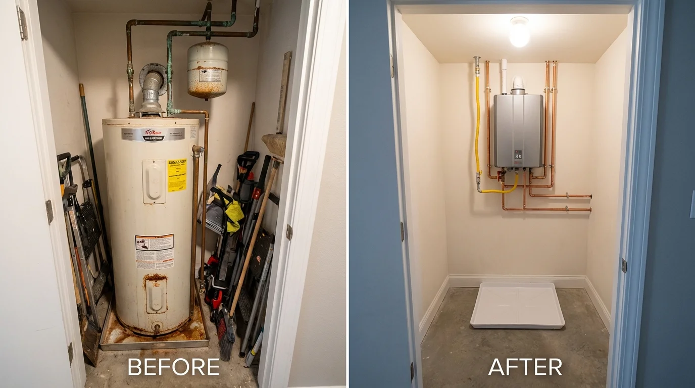 Tank water heater versus wall-mounted tankless unit comparison for Kane, PA homeowners