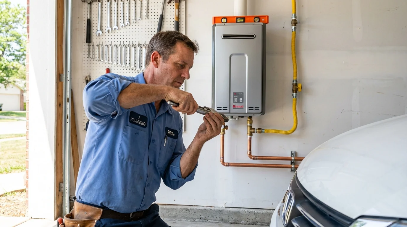 Tankless water heater installation by a Johns Plumbing LLC plumber in Kane